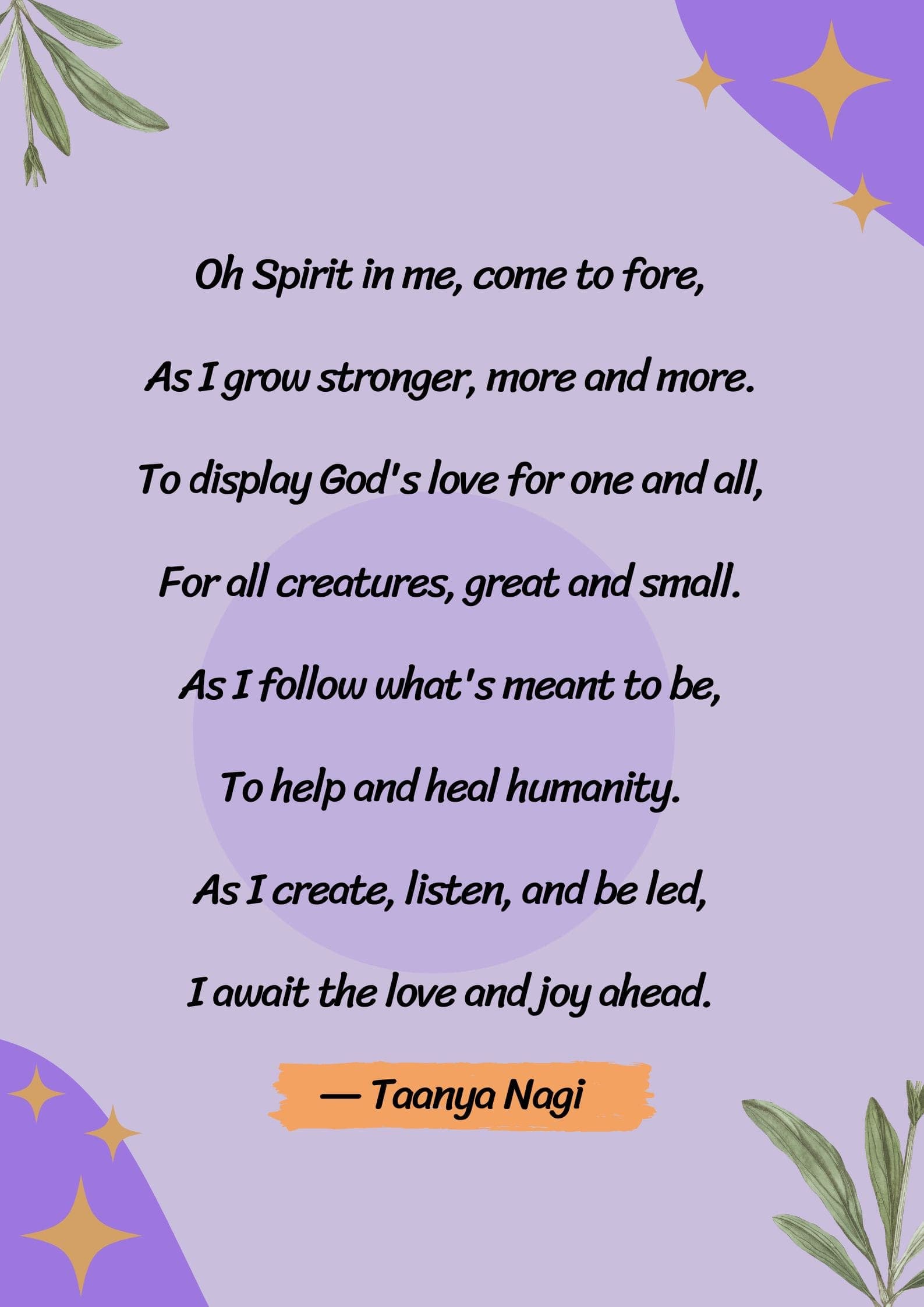 Taanya Nagi’s original poem, Oh Spirit in me, come to fore