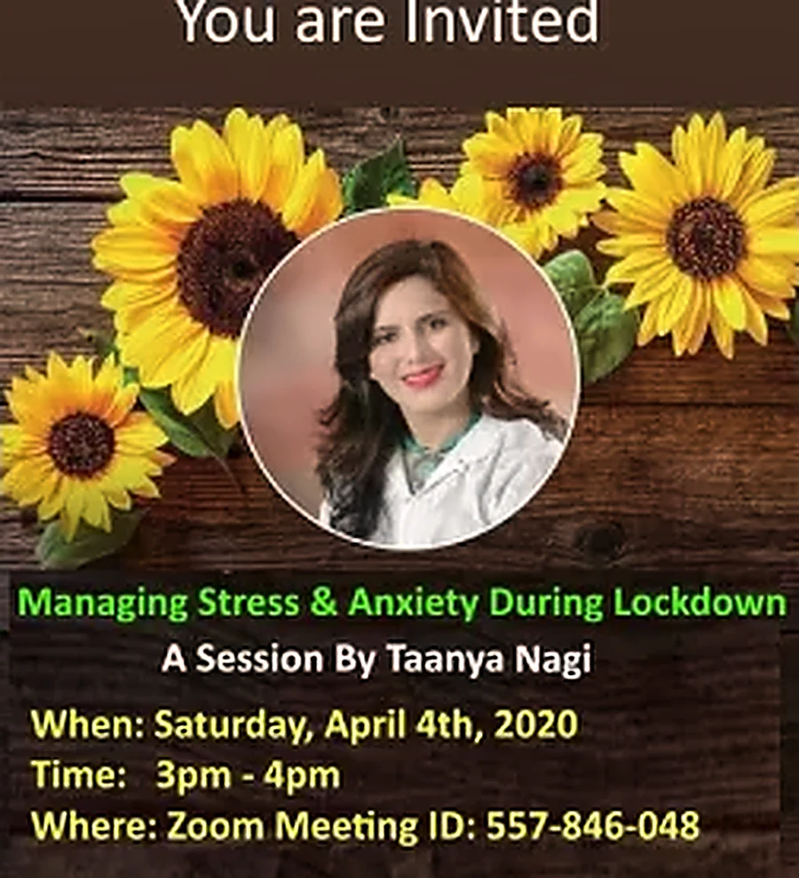 Invitation to an online session on managing stress and anxiety during lockdown, April 2020